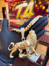 Large Lion Partial Diamond Pendant