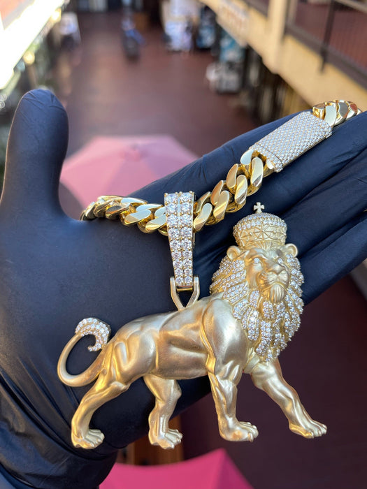 Large Lion Partial Diamond Pendant alternate view