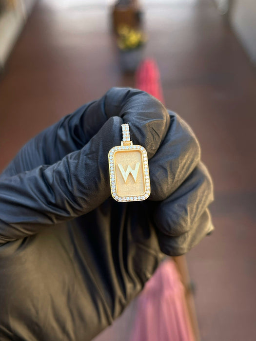 Mini Rectangular "W" Diamond Frame Pendant