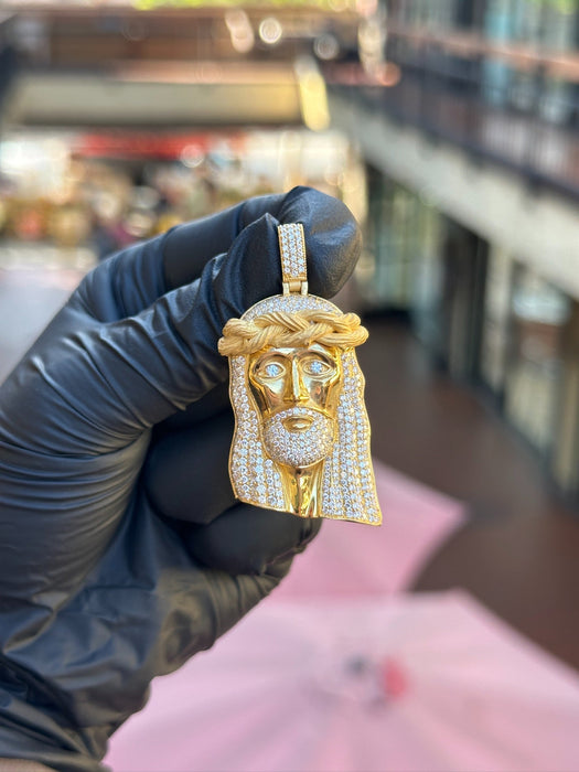 Partially Iced Diamond Jesus Pendant alternate view