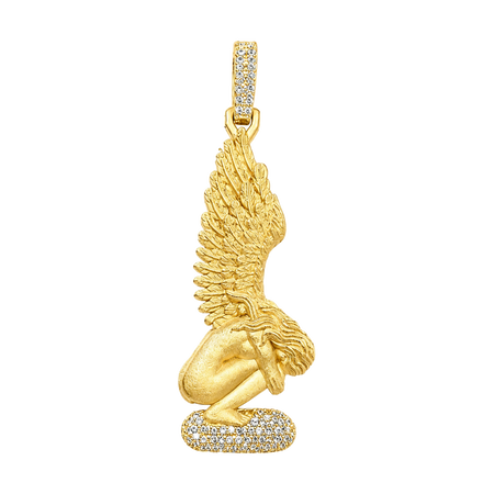 Crying Angel Diamond Pendant — yellow gold