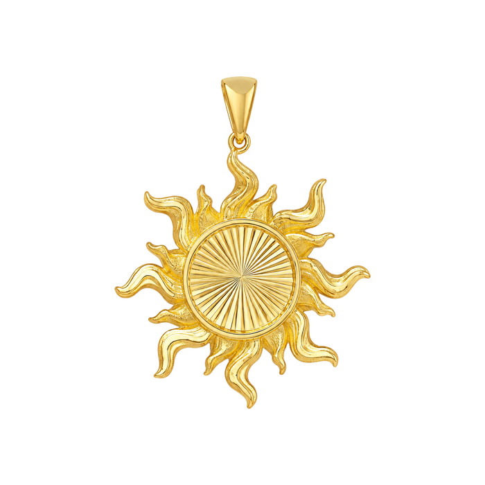 Diamond-Cut Sun Pendant — yellow gold