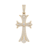 Gothic-Inspired Diamond Cross Pendant — yellow gold