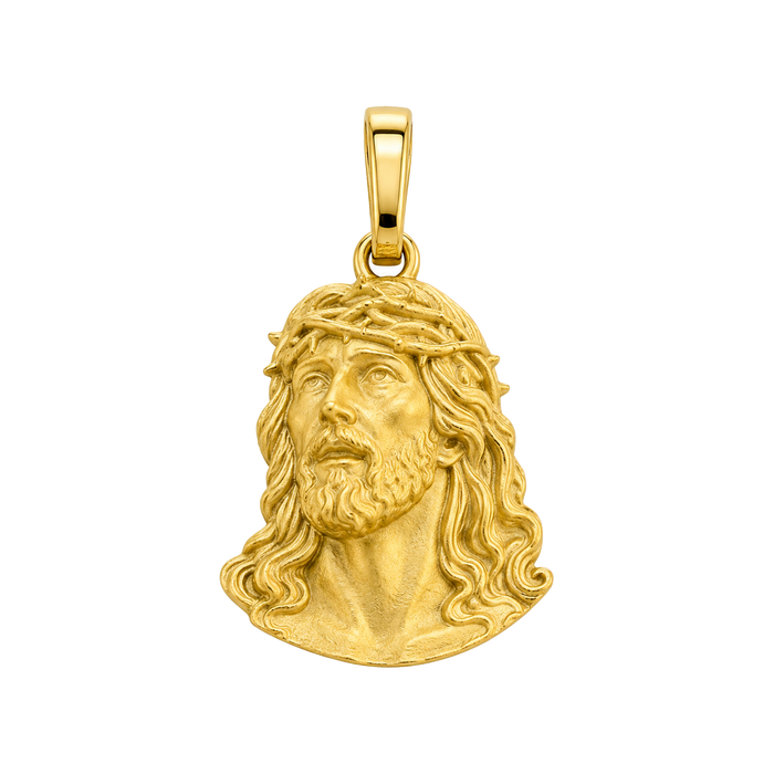 Mini Jesus Face Pendant — yellow gold