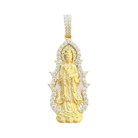 Lady Buddha (Guan Yin) Diamond Pendant — yellow gold