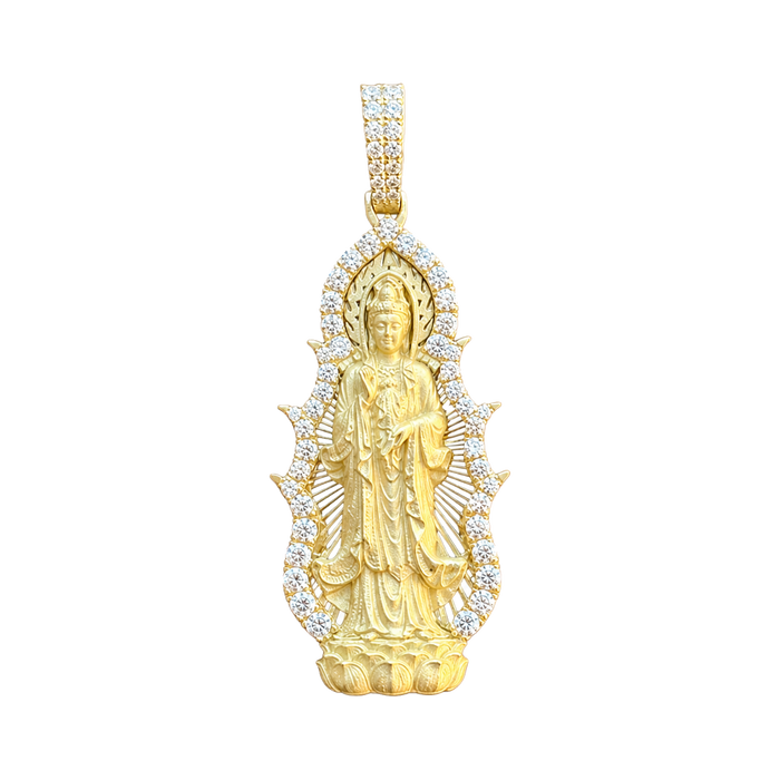 Lady Buddha (Guan Yin) Diamond Pendant — yellow gold