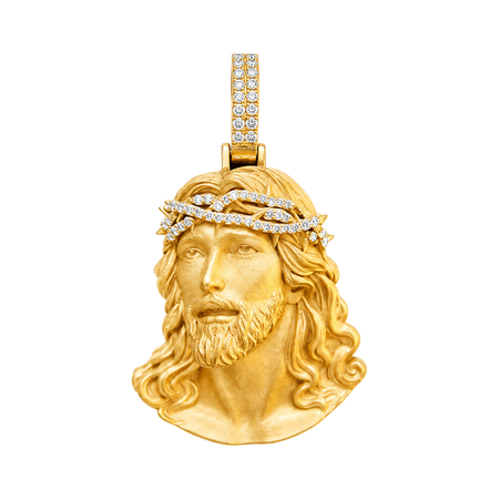 Museum-Level Jesus Diamond Pendant — yellow gold