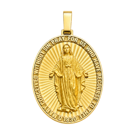 Oval Virgin Mary Pendant — yellow gold