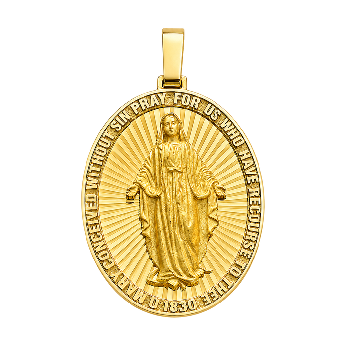 Oval Virgin Mary Pendant — yellow gold