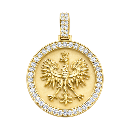 Polish Eagle Round Diamond Pendant — yellow gold
