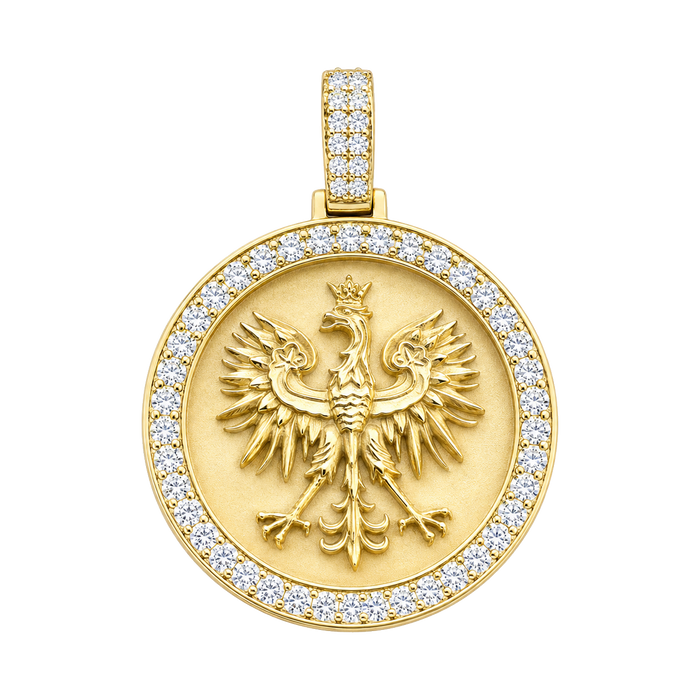 Polish Eagle Round Diamond Pendant — yellow gold