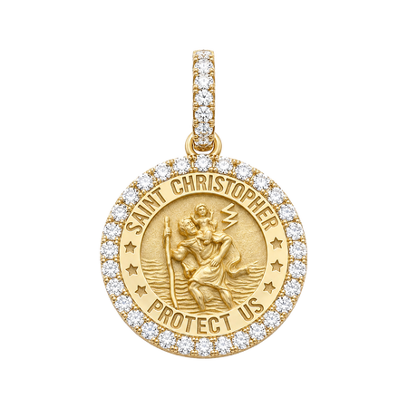 Saint Christopher Round Diamond Pendant — yellow gold