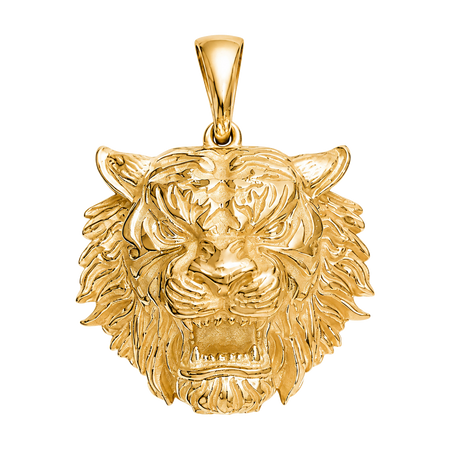 Tiger Face Pendant — yellow gold