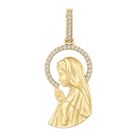 Micro Virgin Mary Diamond Pendant — yellow gold