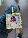 Square Floral Memorial Diamond Pendant