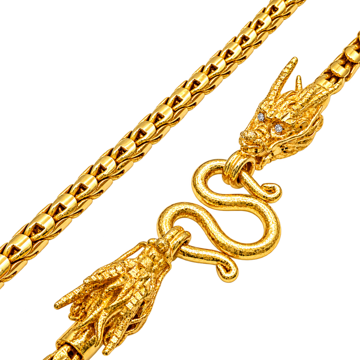 7.5MM Dragon Scale Chain polished gold detail
