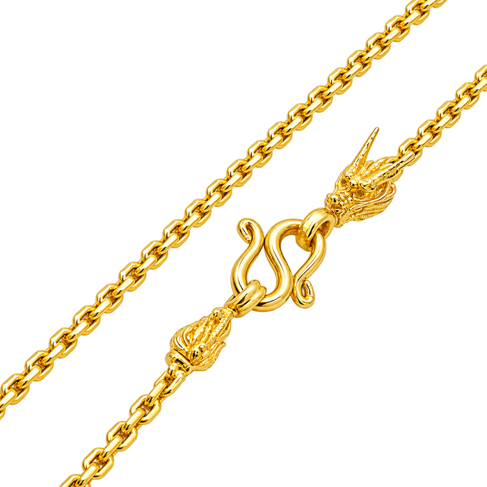 2MM Anchor Link w/ Dragon Head & Tail polished gold detail