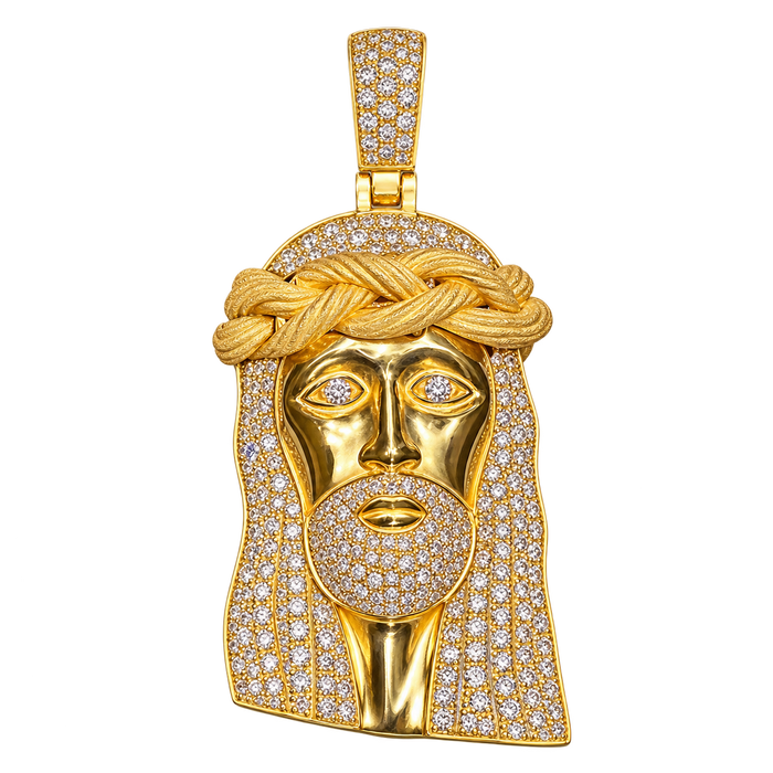 Partially Iced Diamond Jesus Pendant — isolated product view