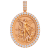 Saint Michael Archangel Diamond Oval Pendant — isolated product view
