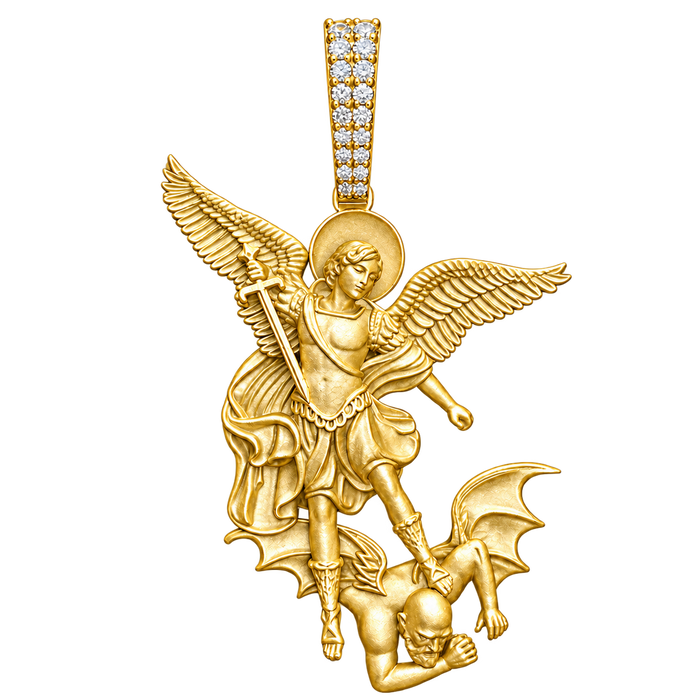 Saint Michael Archangel Silhouette Pendant — yellow gold product view