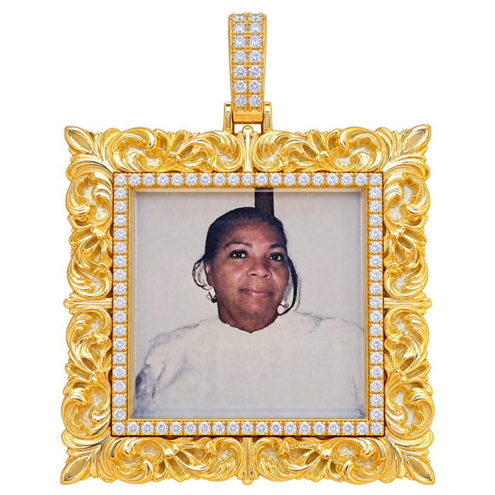 Square Filigree Memorial Diamond Pendant — isolated product view
