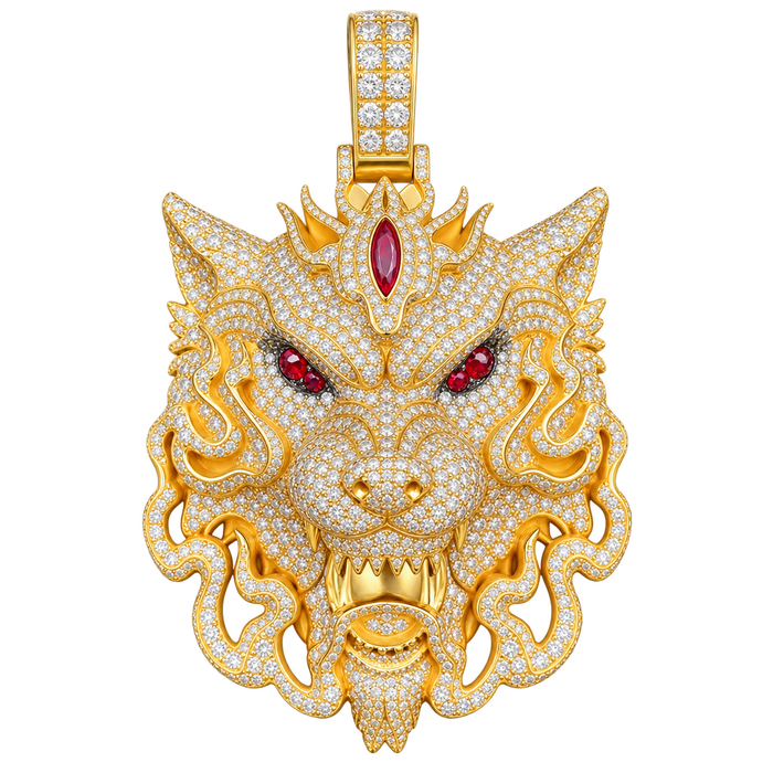 Wolf Fully Diamond Pendant — isolated product view