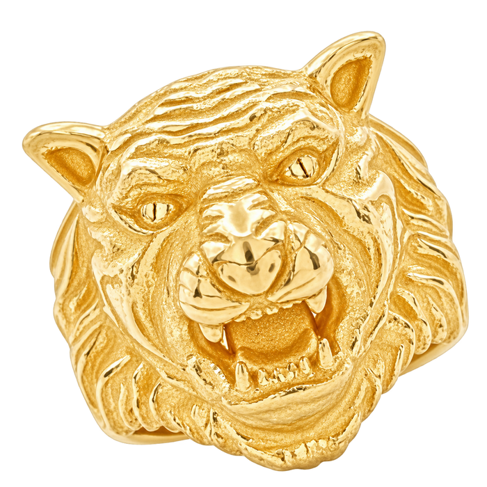Tiger Ring — polished yellow gold studio view