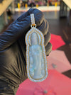 Custom Jade Lady Buddha (Guan Yin) Round and Baguette Diamond Wrap Pendant — original photograph