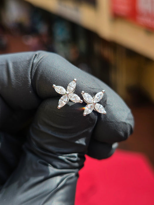 Marquise Floral Cluster Stud Earrings — original photograph