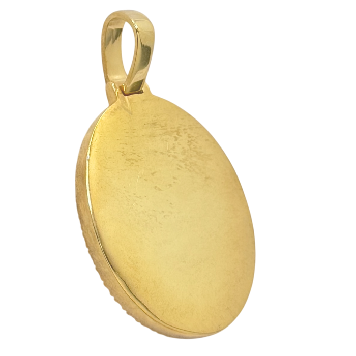 Praying Hands Virgin Mary Oval Pendant w/ Diamond Frame