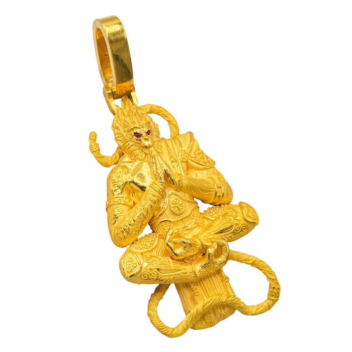 24K Yellow Gold Large Monkey King "Sun Wukong" Pendant