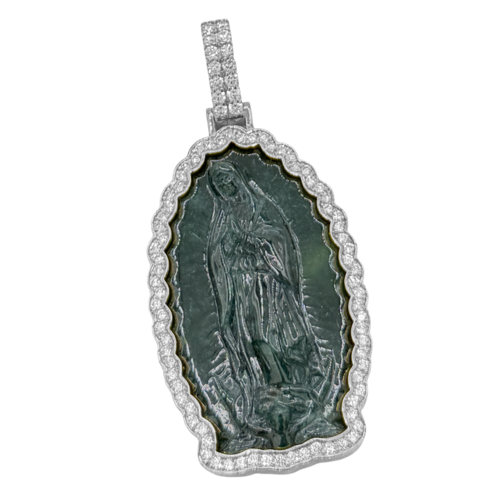 Black Jade Virgin Mary w/ Diamond Frame