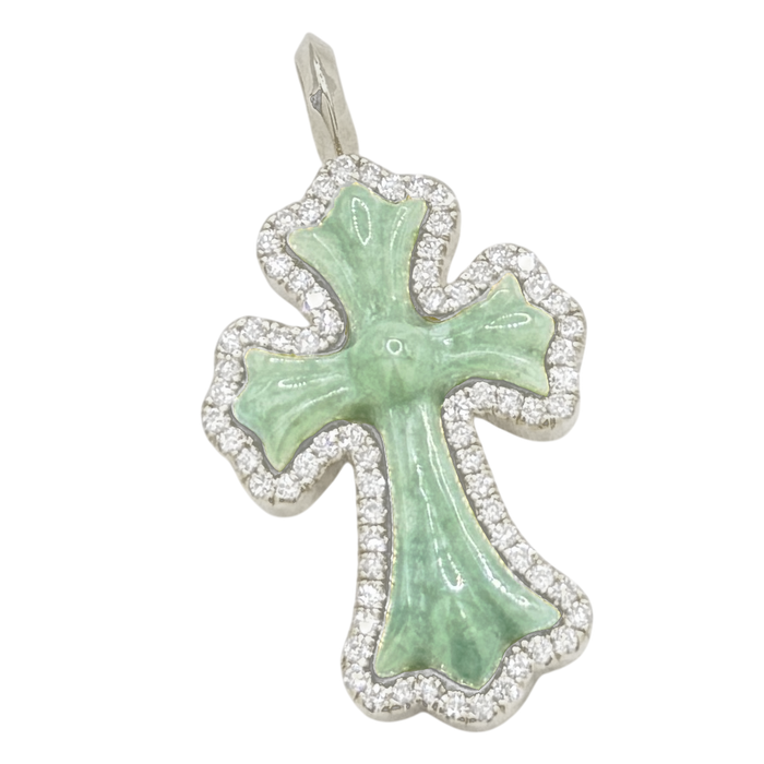 Gothic Jade Cross w/ Diamond Frame