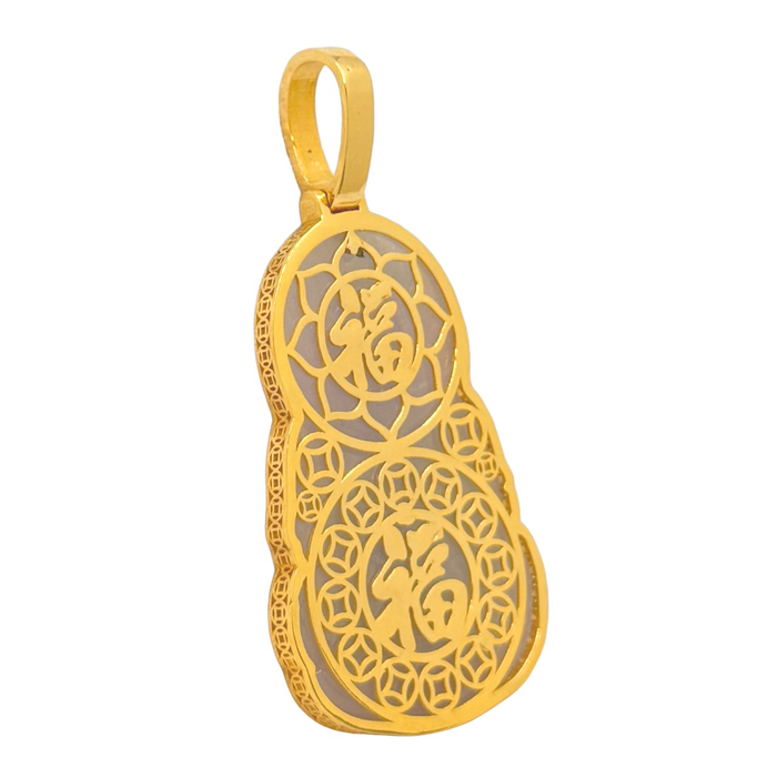 White Jade Lady Buddha w/ Money Coin Wrap