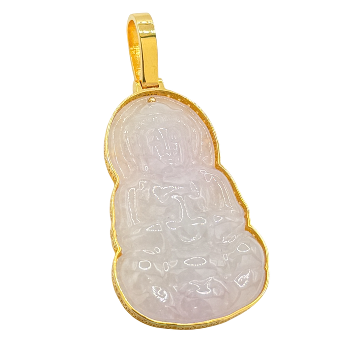 White Jade Lady Buddha w/ Money Coin Wrap