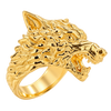 Polished yellow gold Wolf Ring on a transparent background