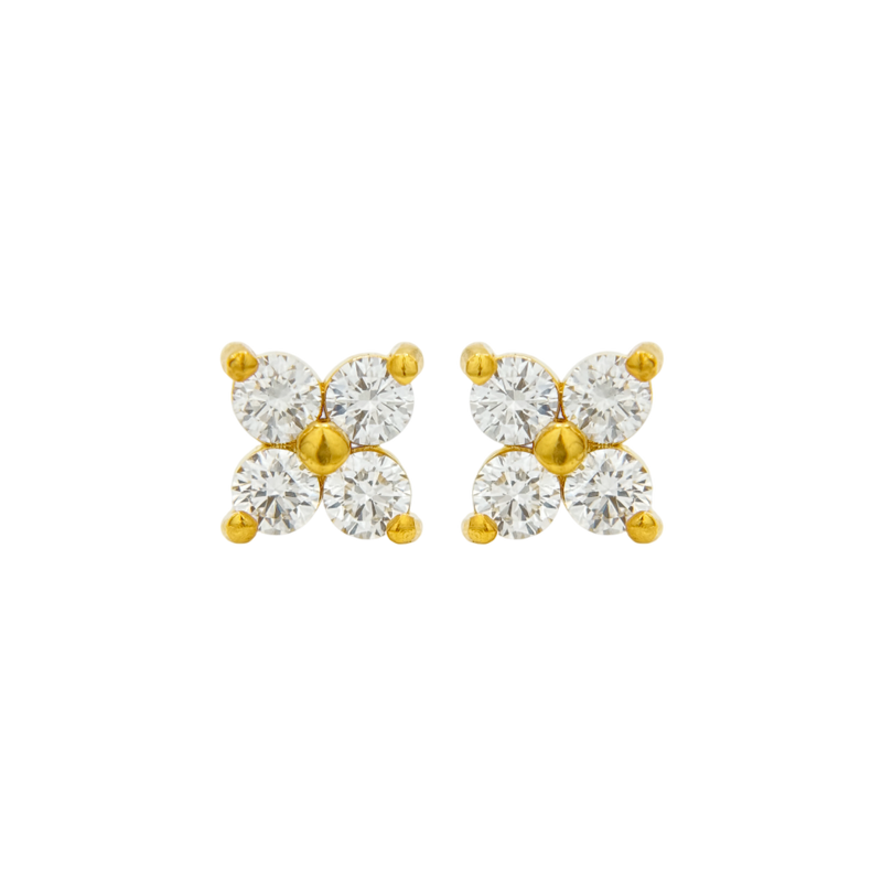 Diamond Flower Earrings