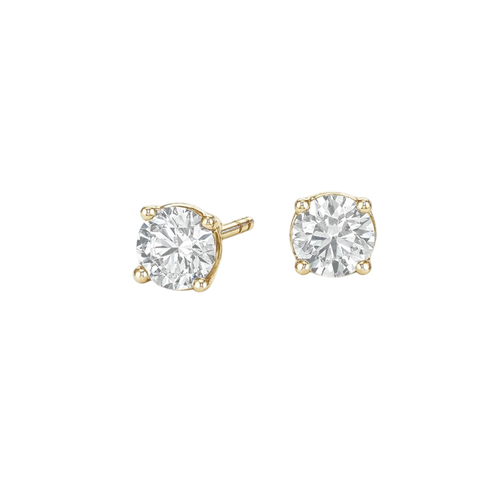 1ct 4 Prong Round Diamond Solitaire Studs