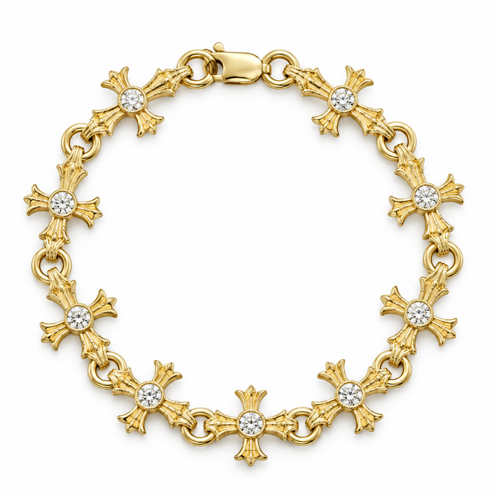 10MM Gothic Cross Diamond Bracelet